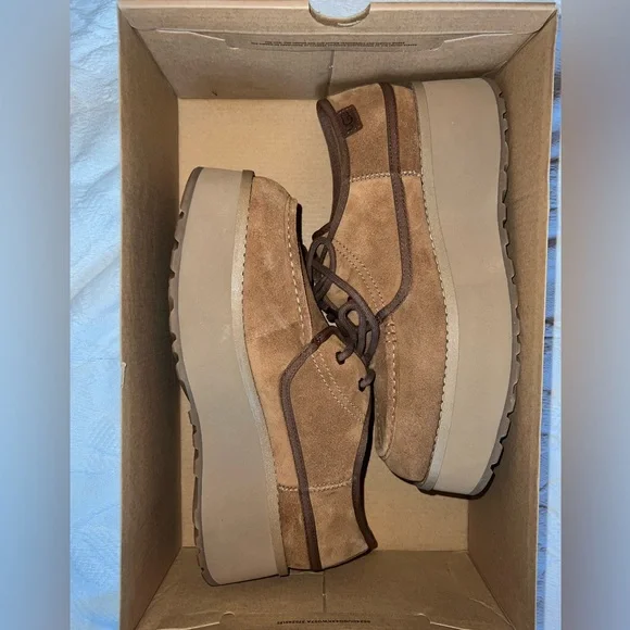 Ugg Cityfunc lace up platform shoes, chestnut, size 11, New in Box - Picture 2 of 15